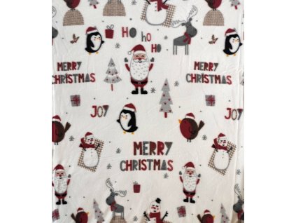 Fleecová deka Merry Christmas 150 x 200 cm / figúrky