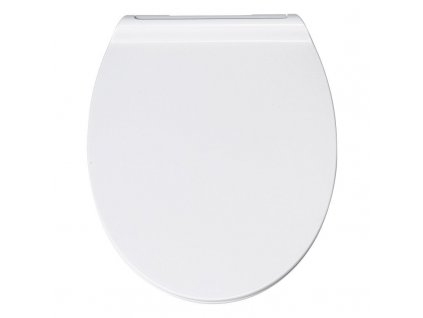 WC sedadlo Ploché / duroplast / nerezová oceľ / mäkké zatváranie / biele