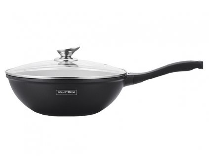 Mramorová panvica Wok s vekom Royalty Line RL-BW28M s priemerom 28 cm