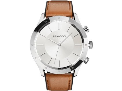 Inteligentné hodinky ARMODD Silentwatch 4 Lite - strieborné s hnedým koženým remienkom + silikónový remienok / 1,32" / 220 mAh / strieborné / hnedé / ZÁNOVNÉ