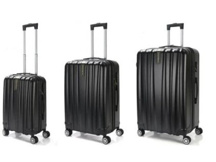 Cestovný kufor / kufor / sada 3 pevných kufrov Royalty Line RL-LTS18706 / objem 40, 63, 95 l / ABS / čierna