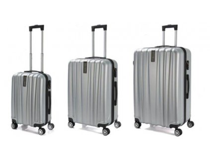 Cestovný kufor / kufor / sada 3 pevných kufrov Royalty Line RL-LTS18706 / objem 40, 63, 95 l / ABS / strieborná