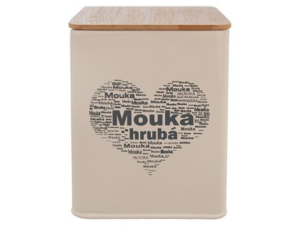 Srdiečko na uskladnenie hrubej múky / výška 14 cm / plechovka / drevené veko