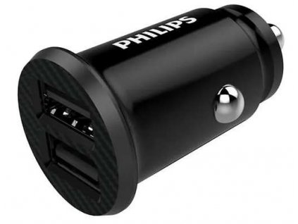 Adaptér do auta Philips DLP2510/03 / 2 výstupy USB-A / zapaľovač cigariet / čierny / POŠKODENÝ OBAL