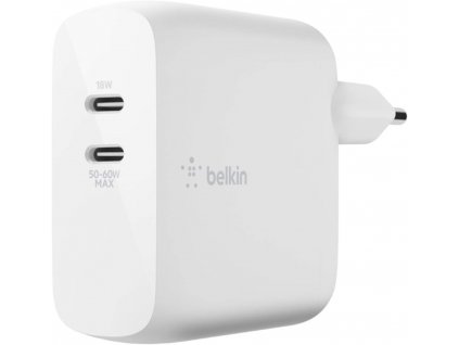 Napájací adaptér Belkin WCH003vf / 2 x USB-C / 63 W / biely / ROZBALENÉ