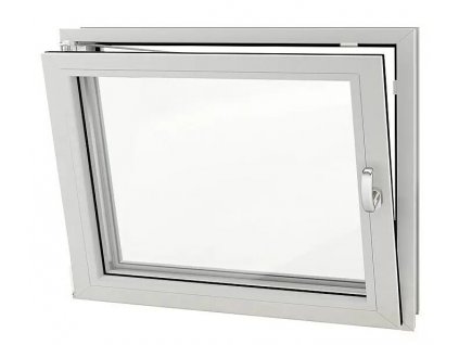 Plastové okno do pivnice 60 x 40 cm / ľavé / 2x izolačné sklo 24 mm / biele