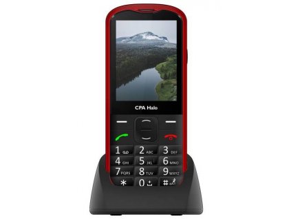Mobilný telefón CPA Halo 18 Senior s nabíjacím stojanom (TELMY1018RE) / 2,8" (7,1 cm) / 240 x 320 px / 900 mAh / FM rádio / červená