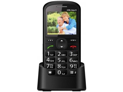 Mobilný telefón CPA Halo 11 Senior TELMY1011BK s nabíjacím stojanom / 2,4" (6,1 cm) / 220 x 176 px / 900 MHz / čierny / ROZBALENÉ