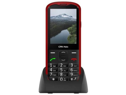 Mobilný telefón CPA Halo 18 Senior s nabíjacím stojanom (TELMY1018RE) / 2,8" (7,1 cm) / 240 x 320 px / 900 mAh / FM rádio / červená / ZÁNOVNÉ