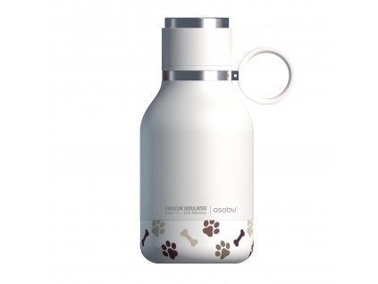 Cestovná termo fľaša pre chovateľov Asobu Dog Bowl / 1 l / odnímateľná miska pre psa / biela / ROZBALENÉ
