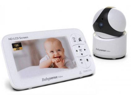 Babysense Video Baby Monitor V65 / 5" (12,7 cm) / farebný LCD displej / dosah až 300 m / biela / ROZBALENÉ