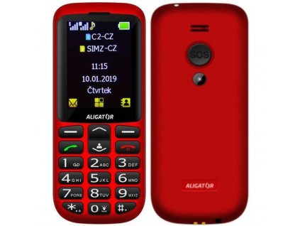 Mobilný telefón Aligator A700 Senior Dual SIM (A700R) / 800 mAh / 240 × 320 px / TFT LCD displej / SOS tlačidlo / 2,4" (6,1 cm) / červená / ZÁNOVNÉ