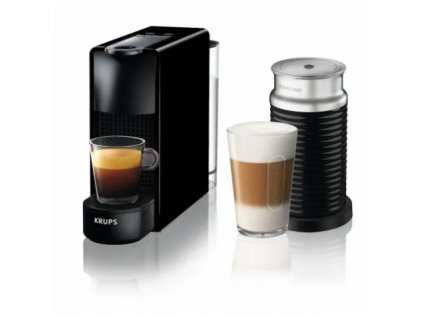 Automatický kapsulový kávovar Krups Nespresso Essenza Mini + Aeroccino XN1118 / + napeňovač mlieka / 1310 W / čierna / ZÁNOVNÉ