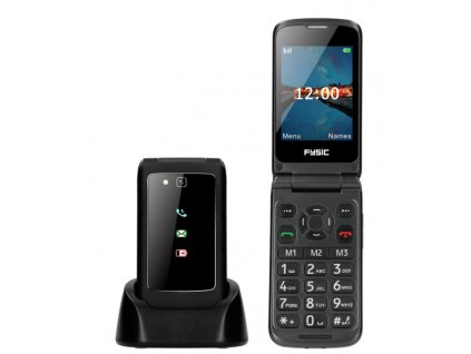Mobilný telefón Fysic F15 / pre seniorov / s nabíjacím stojanom / 2,8" / čierny / ROZBALENÉ