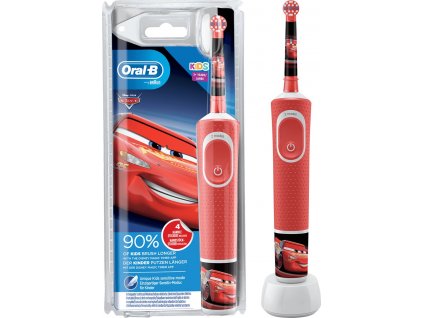 Elektrická zubná kefka Oral-B Kids Cars / od 3 rokov / mäkké vlákna / dobíjacia batéria / červená / POŠKODENÝ OBAL