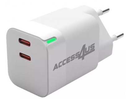 Access4us YC286CC Nabíjací adaptér / 2x USB-C / 35 W / biely
