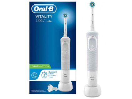 Elektrická zubná kefka Oral-B Vitality 100 CrossAction / 7600 ot. / biela / ROZBALENÉ