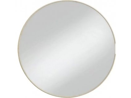 Okrúhle nástenné zrkadlo Levi / Ø 80 cm / vzhľad dreva / kov / zlatá