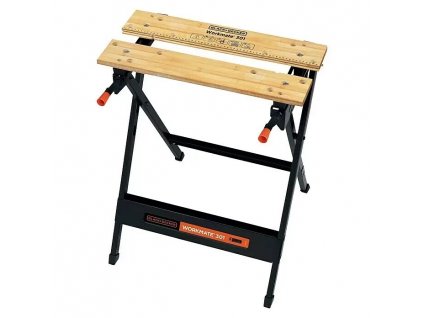 Black+Decker Workmate® 301 pracovný a upínací stôl / 63 x 89 x 13 cm / 0 mm - 760 mm / nosnosť 160 kg / kov / bambus / čierna / ZÁNOVNÉ