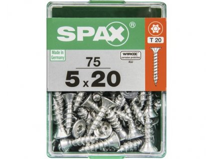 Univerzálna skrutka SPAX / so zápustnou hlavou / oceľ / T20 / 75 ks / 5 x 20 mm / strieborná