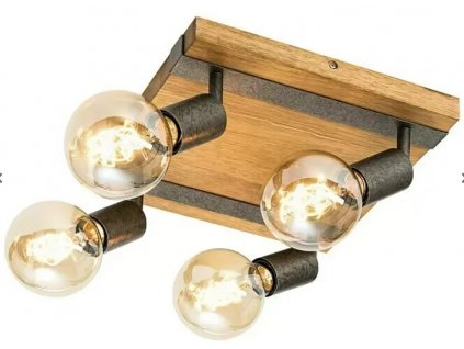 Stropné bodové LED svietidlo Rome / 28 x 28 x 9 cm / 100 W / drevo / kov / čierna / hnedá / ZÁNOVNÉ