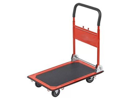 Ručný skladací vozík / nosnosť 150 kg / oceľ / O kolies 4 / nastavenie výšky 83 - 100 cm / čierna / červená