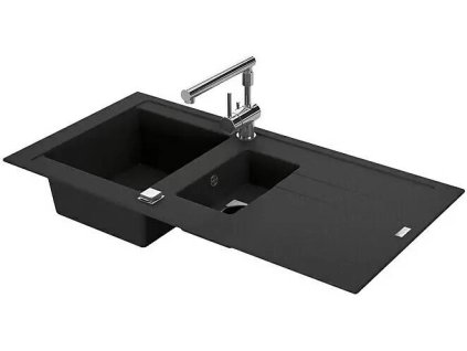 Vstavané umývadlo Carea Tango / 98 x 50 x 18 cm / CAREAlith / čierna