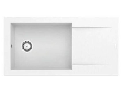 Vstavaný drez Carea Dukkah s 2 otvormi pre batériu a otočným excentrom / 98 x 50 cm / CAREAlith® / odolnosť do 300 °C / biely