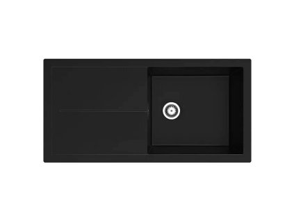 Vstavaný kuchynský drez Respekta Cleveland / 100 x 50 cm / mineralit / matná čierna