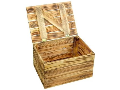 Drevená debnička s vekom / 48 x 36 x 27 cm / 39 l / hnedá