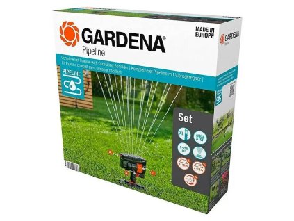 Gardena Potrubný zavlažovací systém / 13 trysiek / štartovacia sada / štvorcový zavlažovač / max. 216 m2 /  3/4 ´´ / čierna