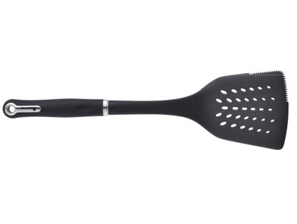 Kuchynská nylonová špachtľa Masterpro / vrúbkovaný okraj / čierna
