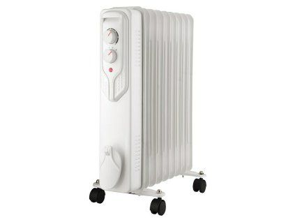 Olejový radiátor s termostatom / 9 rebier / 2000 W / pre 20 m2 / biely