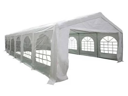 Párty stan / vrátane bočných panelov / 12 x 6 m / polyetylén / oceľ /
            biela/antracitová