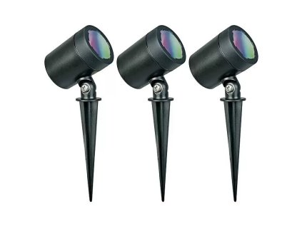 Set zahradního bodového osvětlení Müller-Licht Tint Flores / LED / 13 W / 3 lampy / IP44 / zemní hrot / černá