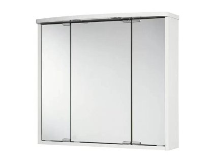 LED zrkadlová kúpeľňová skrinka s osvetlením Jokey Lumo / 67,5 x 60 x 14 cm / 3 dvierka / 4 W / MDF / sklo / lesk / biela