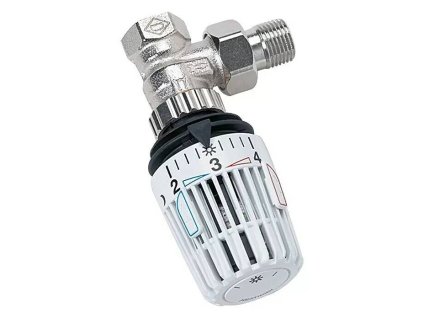 Rohová termostatická hlavica s Heimeierovým ventilom / ½″ / poniklovaná