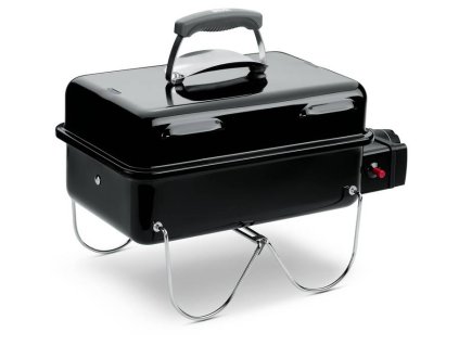 Plynový piknikový gril Weber Go-Anywhere 1141079 / chróm/porcelán / čierny