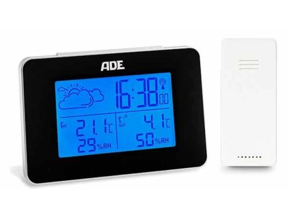 Bezdrôtová digitálna meteostanica ADE WS1711 / °C/°F / dosah 60 m / LED displej / čierna/biela