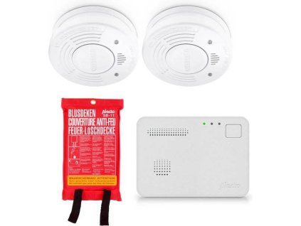 Súprava bezpečnostných detektorov Alecto BPB16 / 2x detektor dymu / 1x detektor oxidu uhoľnatého / 1x požiarna prikrývka / 85 dB / biela