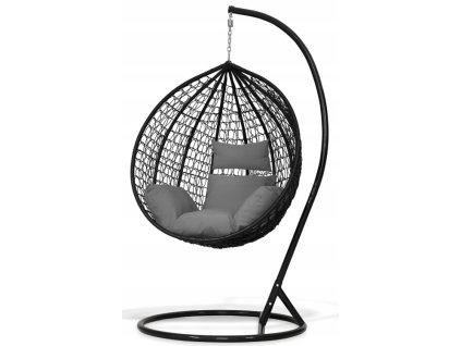 BestBerg BBHC-40BK závesné kreslo / ratan / čierna/sivá