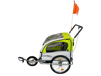 Nosič na bicykel pre 2 deti BestBerg BBTCH-10G / nosnosť 40 kg / zelený