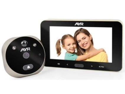 Digitálne dverové kukátko AYR 759 Nikel / 4,5" / Full HD / čierna/strieborná
