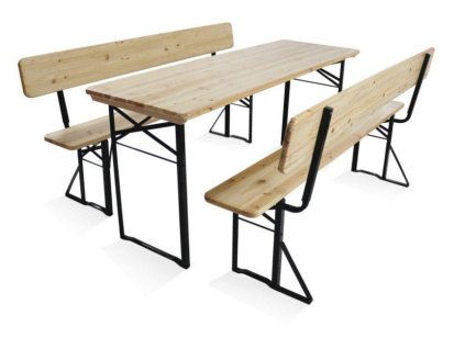 Dřevěný pivní set s opěrkou BestBerg BBBS-17 / 167 x 70 x 75 cm