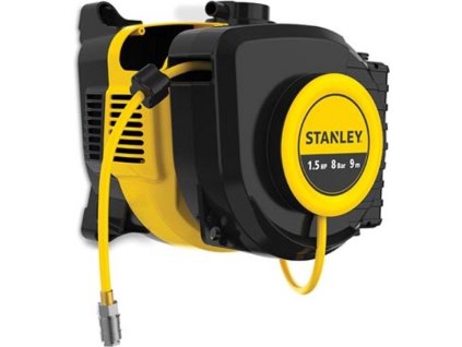 Kompresor Stanley SXCMD15WE / bez oleja / s navíjacím bubnom / 1100 W / 8 bar / žltý/čierny