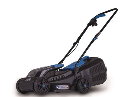 Akumulátorová kosačka Scheppach BC-MP320-X / bez batérie / šírka záberu 32 cm / 30 l / čierna/modrá