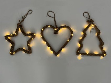 Vianočná dekorácia s LED svetlami - tvar stromčeka / 23,5 x 27,3 x 1,3 cm / 15 LED diód