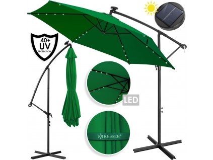 Kesser deštník s LED osvětlením / zahradní deštník / slunečník / 300 cm / zelený /ROZBALENO