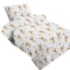 Detská dvojdielna posteľná bielizeň Elliot / 140 x 200 cm / 70 x 90 cm / 100% polyester / 240 g/m2 / mikroflís / motív soba / biela / hnedá