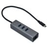 USB rozbočovač i-tec Metal USB-C / 3x USB 3.0 + 1x RJ45 / strieborný / ZÁNOVNÉ